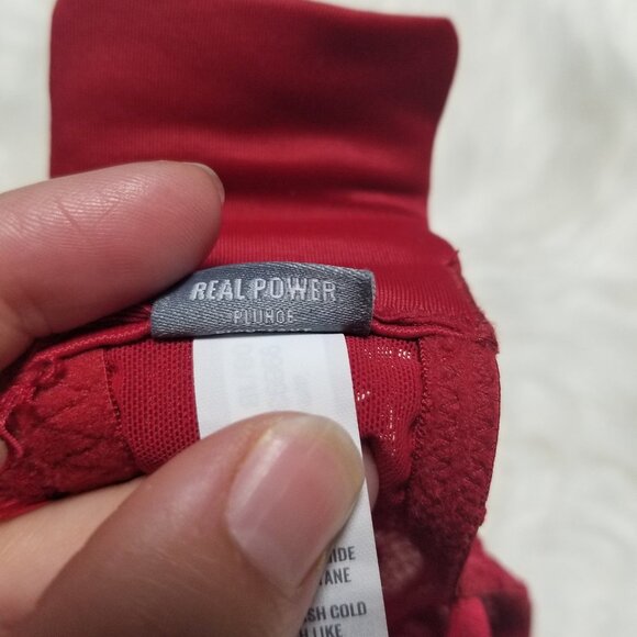Aerie | Red Floral Lace Real Power Plunge Underwire Bra Convertible Back 32B - Picture 7 of 8